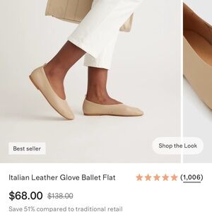 Quince Italian Leather Ballet Flats in Almond